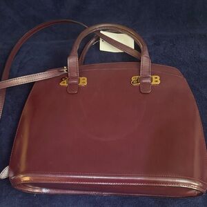 Authentic Bally Burgundy Leather Handbag